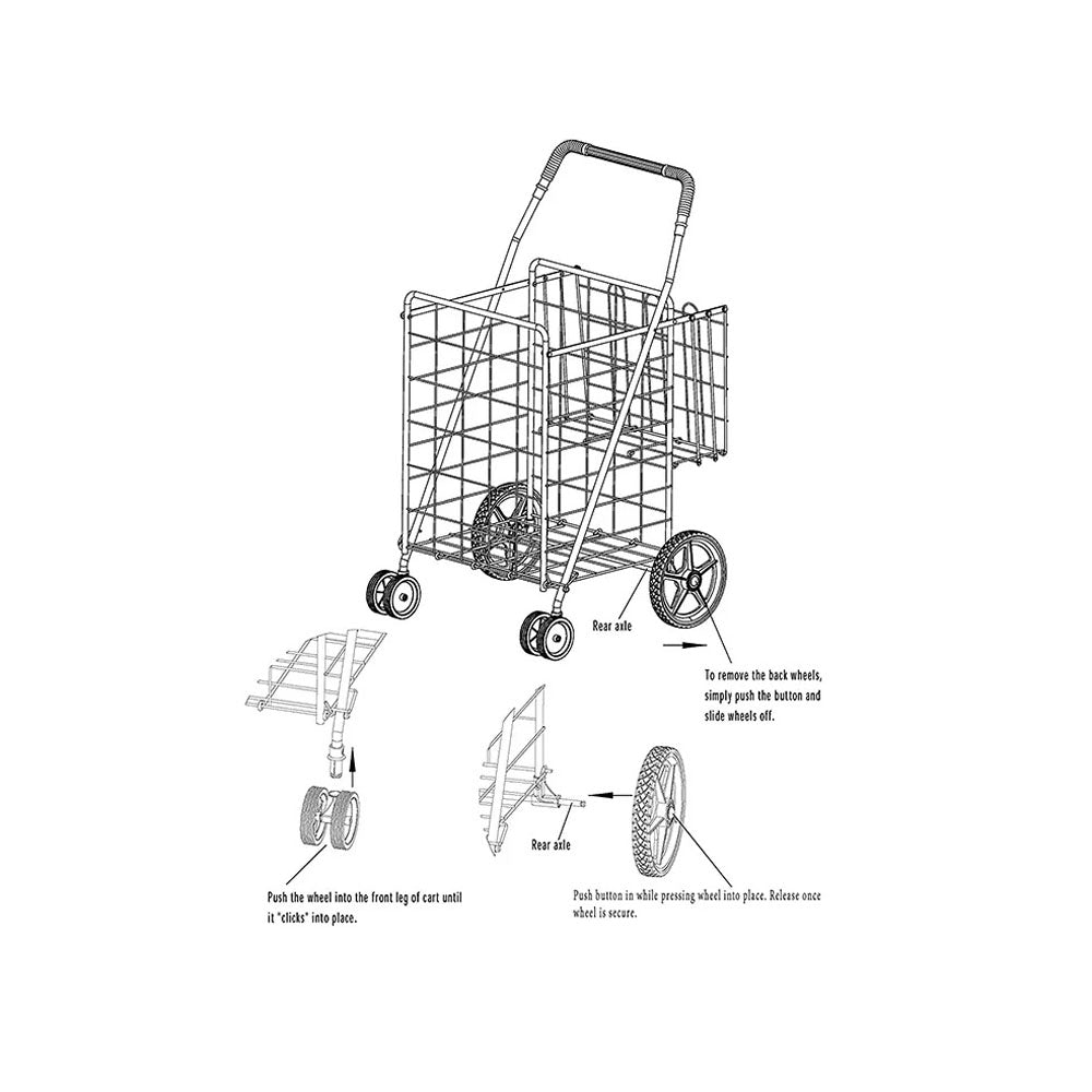 CRONY Double basket large shopping cart Foldable Wheeled Compact Portable Luggage Cart Metal Foldable Supermarket Trolley Folding Shopping Cart
