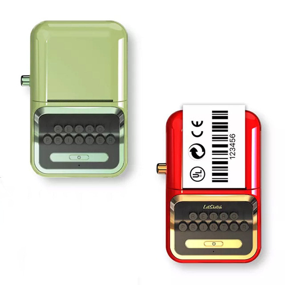 CRONY WP9520 Mini Thermal Label Printer Vintage Look Handheld Portable Wireless Mini Thermal Barcode Sticker Label Printer Ink-free