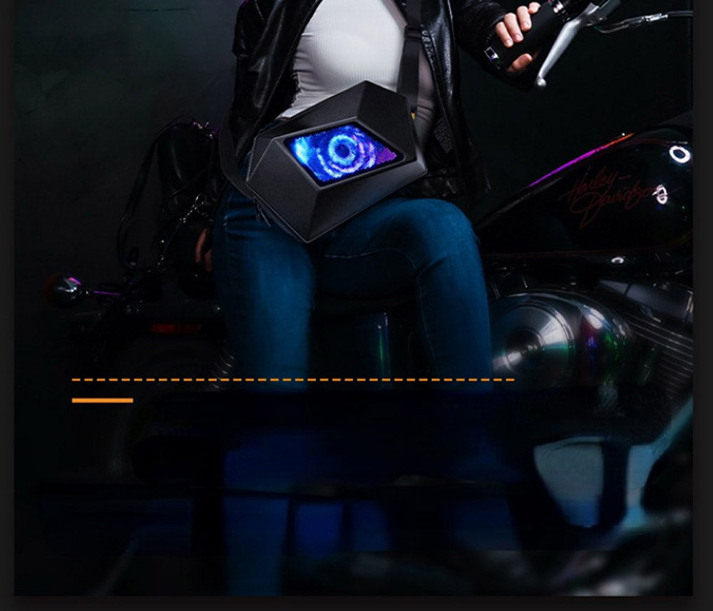 CRONY Eye of the devil LED Display Backpack Devil's Eye Travel Bag Bluetooth Waterproof Hard Shell Cool Motorcycle Riding Led Knight Backpacks