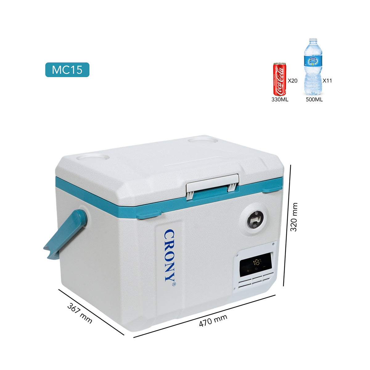 CRONY MC15 Car Refrigerator 15L/DC/AC  LED Display Tie Down Slots