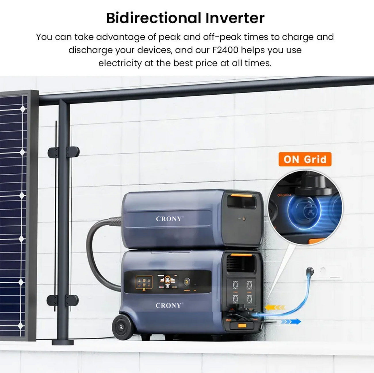 CRONY PEPF2400 Portable Power Station 3000W 2400Wh Solar Generator With Fast Charging USB AC DC Output For Outdoor Camping Emergency