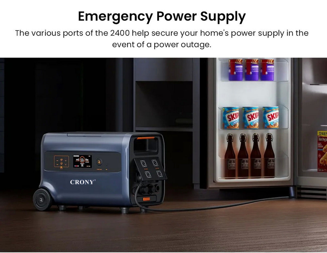 CRONY PEPF2400 Portable Power Station 3000W 2400Wh Solar Generator With Fast Charging USB AC DC Output For Outdoor Camping Emergency