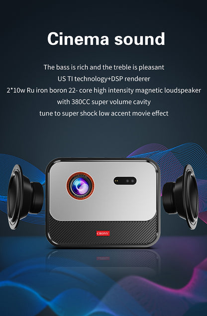 CRONY X5 4K 3D Projector with KTV BT speaker Smart Projector 1600ANSI Lumens 1080P FHD Portbale Home Theater Global Version Bluetooth MEMC RGB-LED Outdoor Beamer