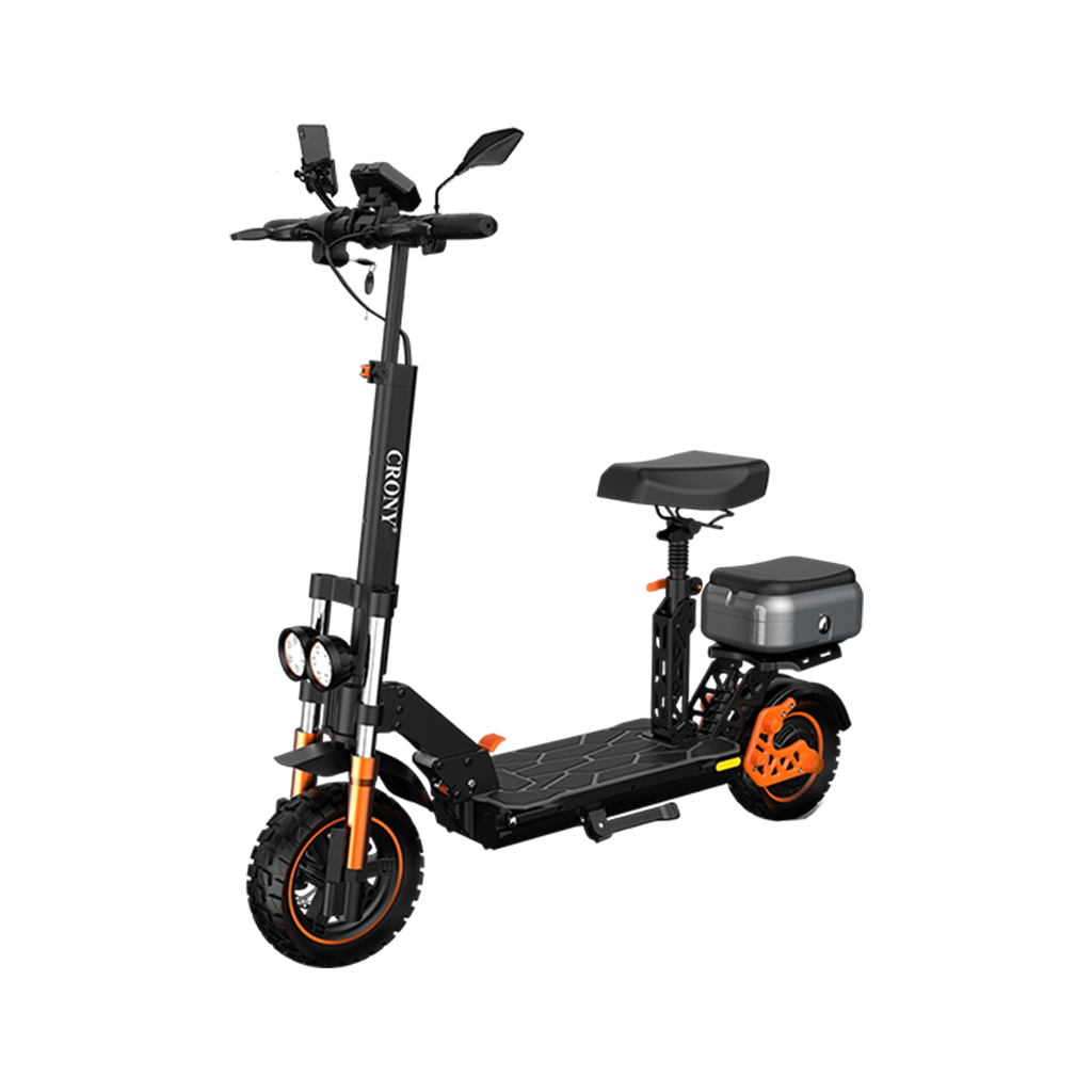 CRONY M5 Pro High-Speed Electric Scooter Up to 80 km/h, 10-Inch Wide Tires, Mobile Phone Holder, Bluetooth Speaker, Rear Luggage Box, Rearview Mirrors, Dual LED Headlamps, IPX4 Waterproof, App Connectivity