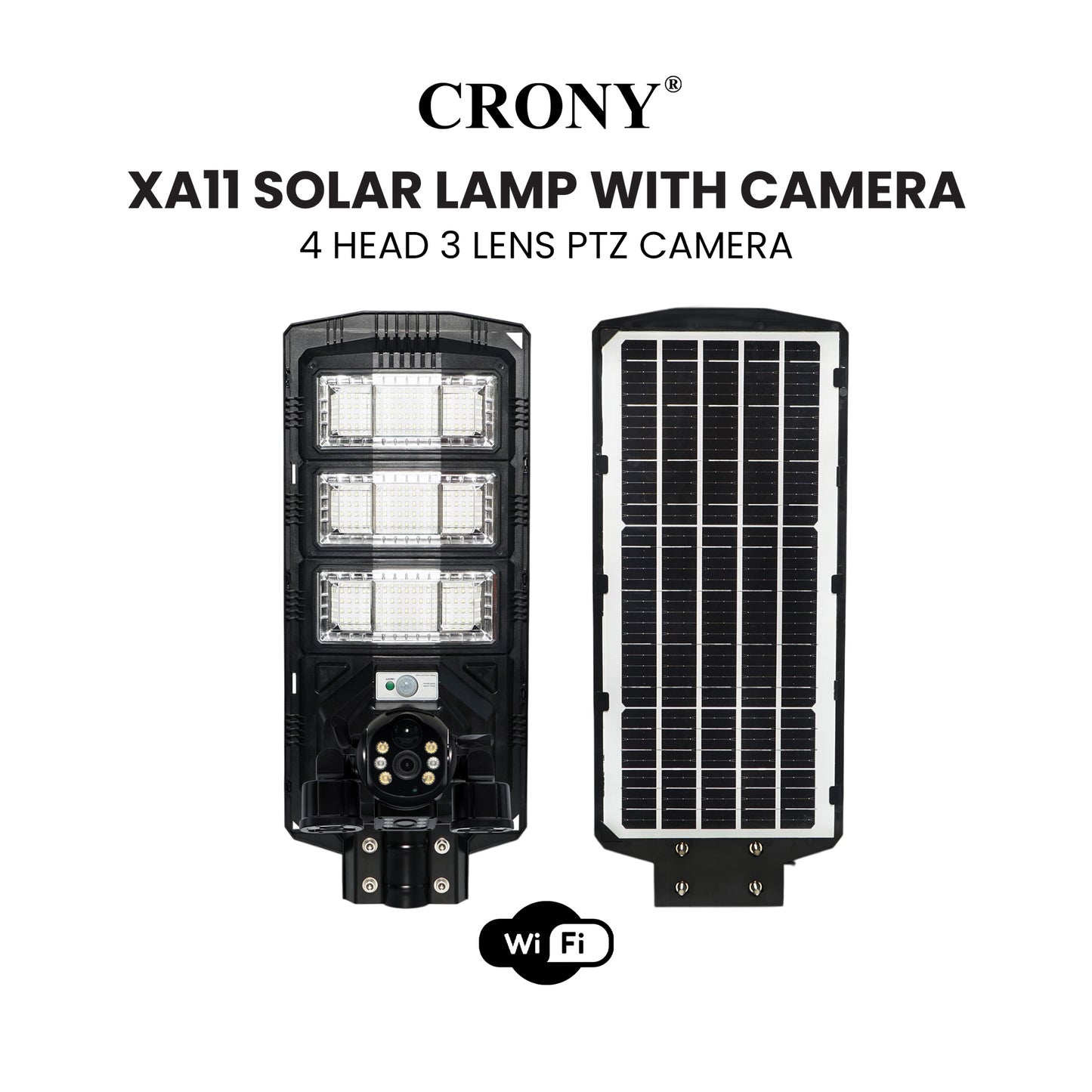 CRONY XA11-WIFI-4K（V380 PRO APP）Solar street light 3 Head Camera