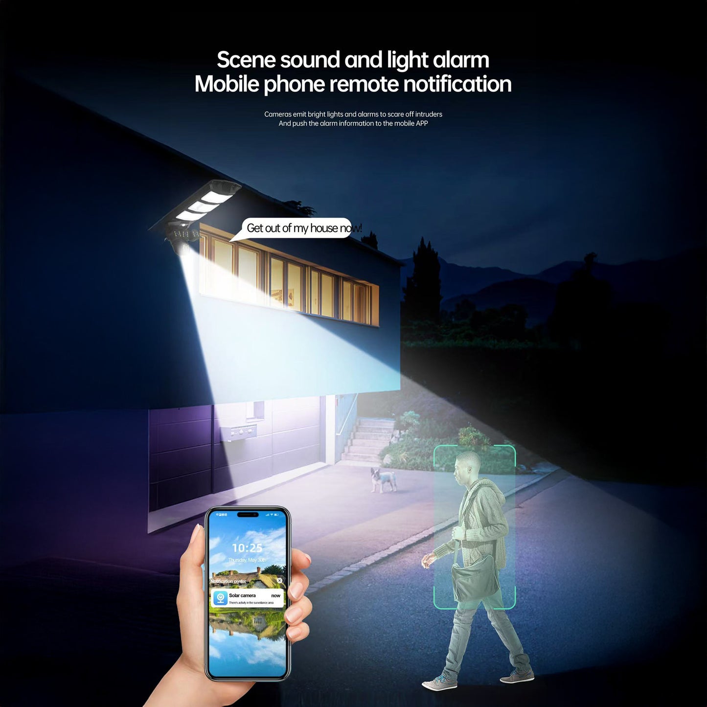 CRONY XA11-WIFI-4K（V380 PRO APP）Solar street light 3 Head Camera