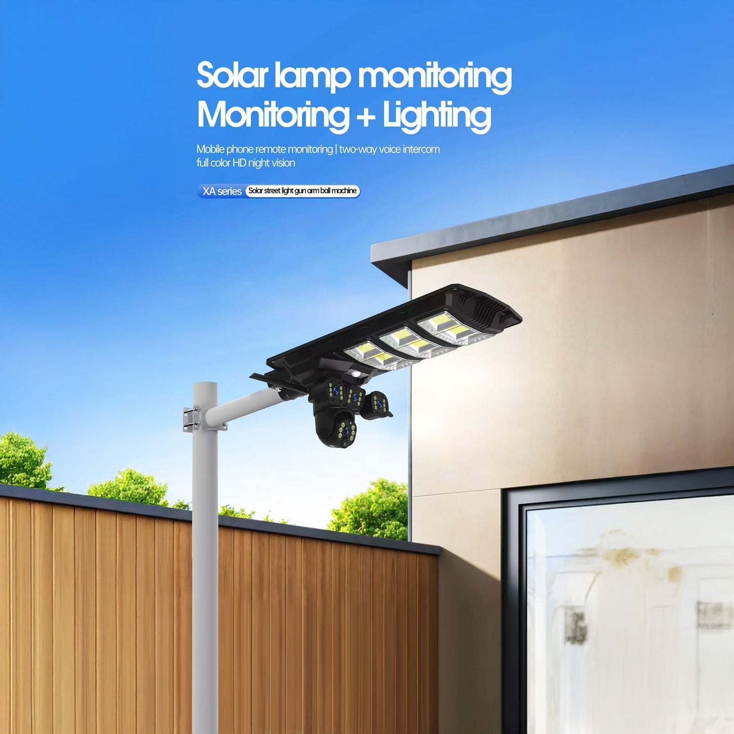 CRONY XA11-WIFI-4K（V380 PRO APP）Solar street light 3 Head Camera