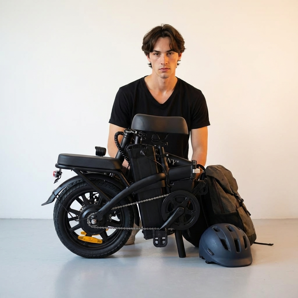 CRONY A5F Compact Electric Bike 14 Inch Foldable E Bike  350W Motor Commuter City Travel