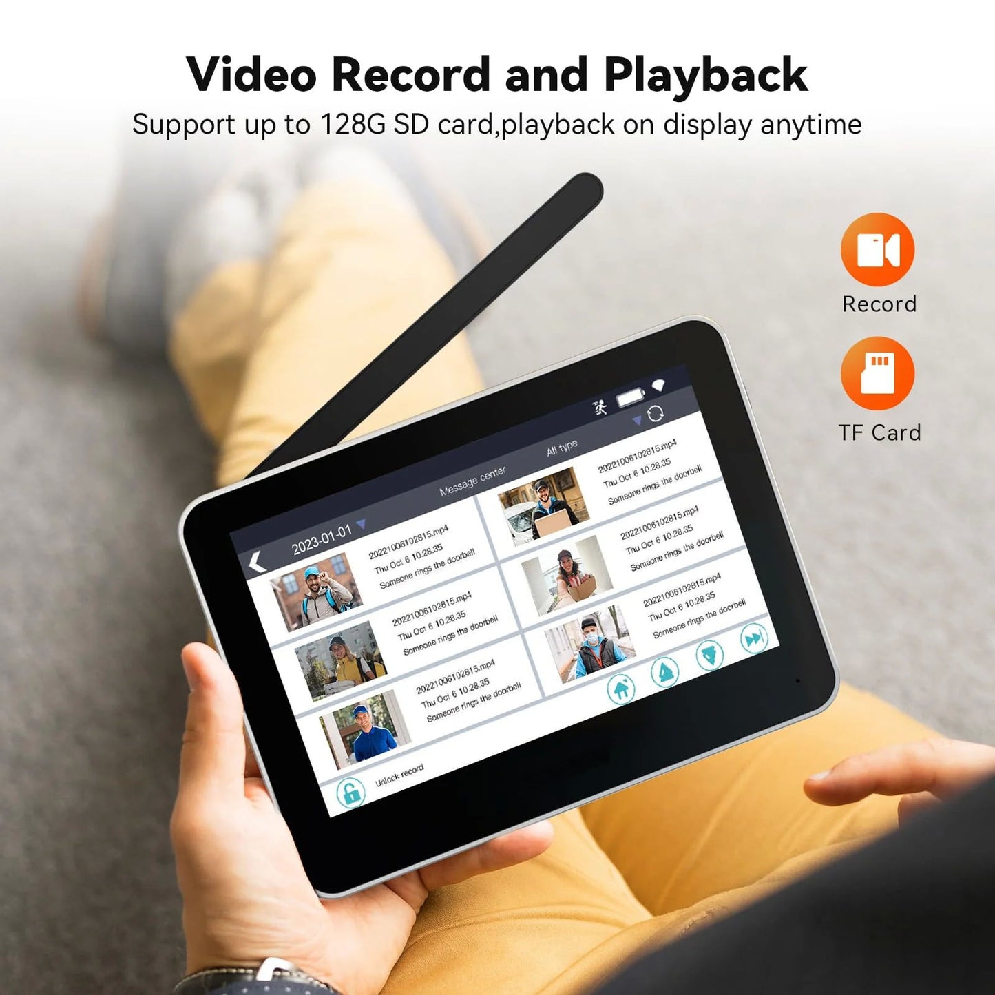 CRONY TL-AH708-B3 Tuya Smart wireless video door phone Wireless Video Intercom System Wire Free Doorbell Camera with 7" Touch Screen Monitor 1080P HD Door bell