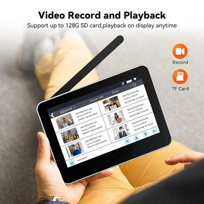 CRONY TL-AH708-B3 Tuya Smart wireless video door phone Wireless Video Intercom System Wire Free Doorbell Camera with 7" Touch Screen Monitor 1080P HD Door bell