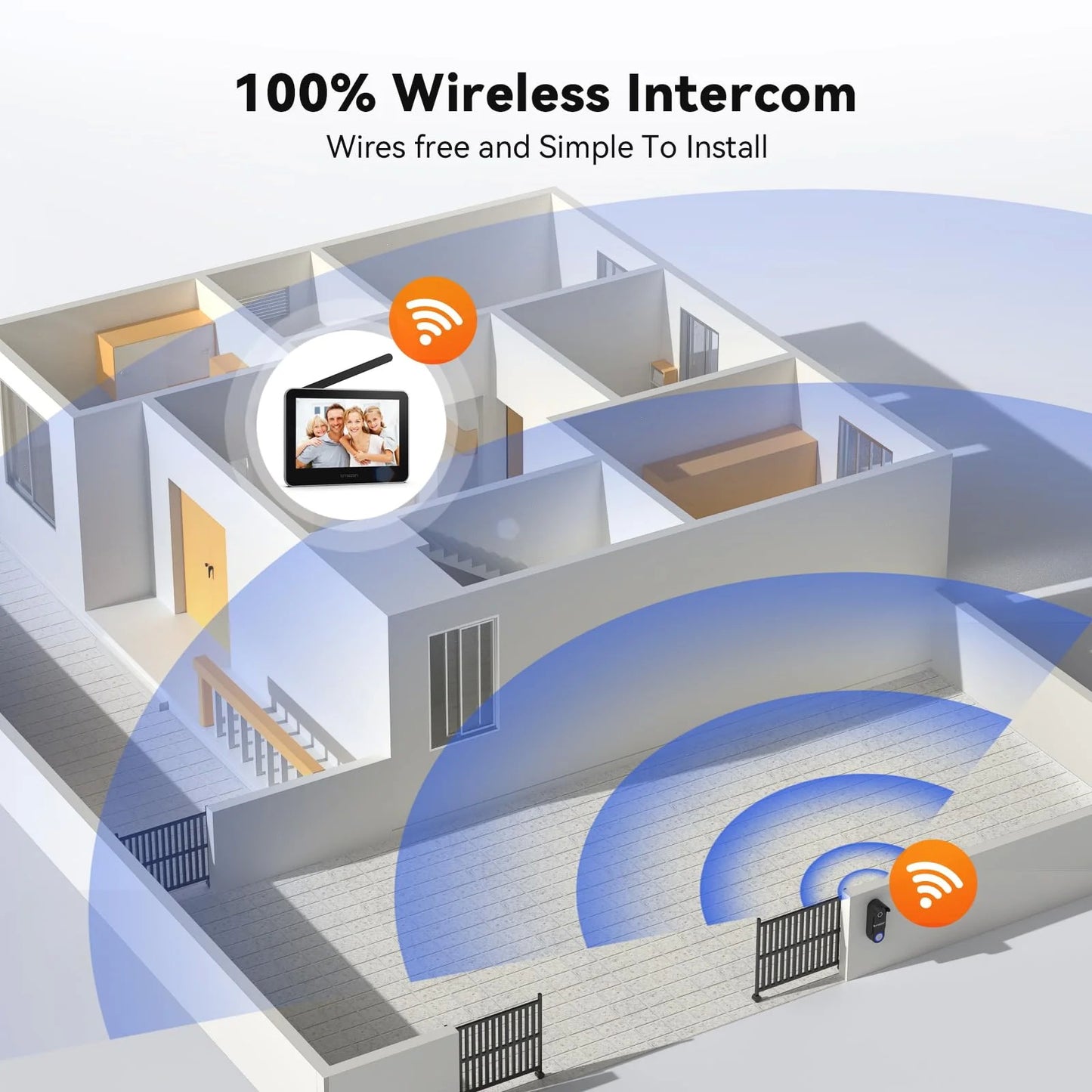 CRONY TL-AH708-B3 Tuya Smart wireless video door phone Wireless Video Intercom System Wire Free Doorbell Camera with 7" Touch Screen Monitor 1080P HD Door bell