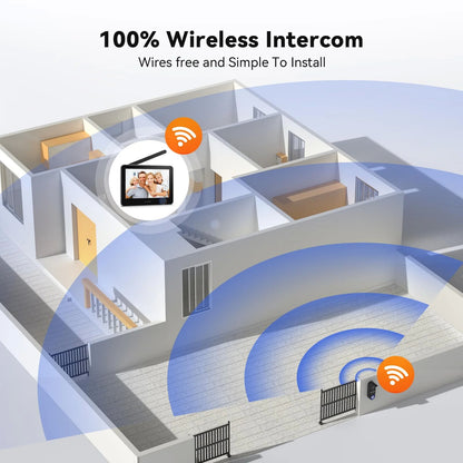 CRONY TL-AH708-B3 Tuya Smart wireless video door phone Wireless Video Intercom System Wire Free Doorbell Camera with 7" Touch Screen Monitor 1080P HD Door bell