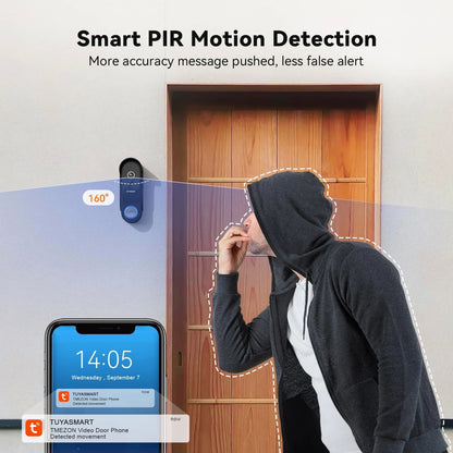 CRONY TL-AH708-B3 Tuya Smart wireless video door phone Wireless Video Intercom System Wire Free Doorbell Camera with 7" Touch Screen Monitor 1080P HD Door bell