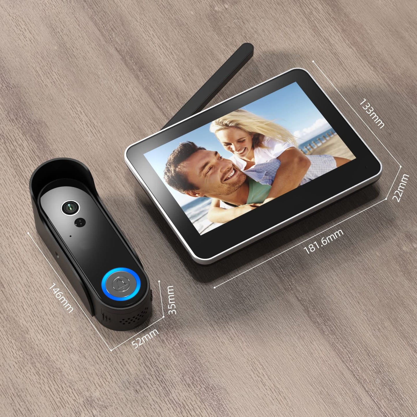 CRONY TL-AH708-B3 Tuya Smart wireless video door phone Wireless Video Intercom System Wire Free Doorbell Camera with 7" Touch Screen Monitor 1080P HD Door bell