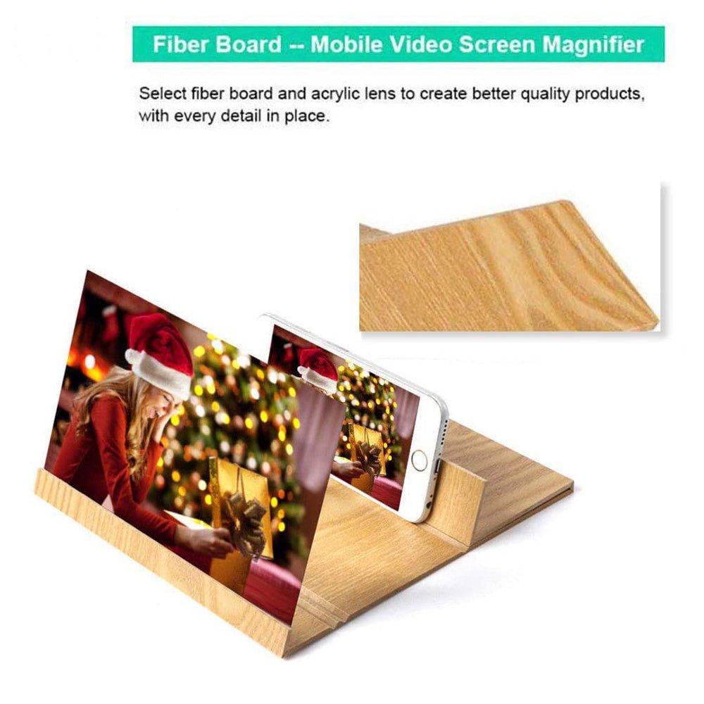 12inch Wood-grain phone screen amplifier 3D Hd Movie Mobile Phone Screen Amplifier | Black - Edragonmall.com