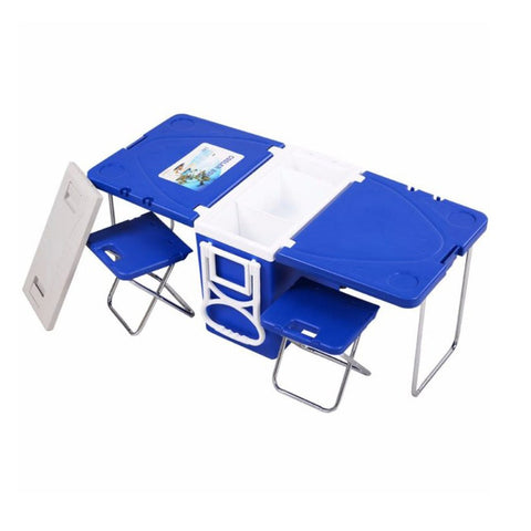 28L Two-Chair Plastic Incubator With Desk And Chair Picnic Table with food incubator storage Blue - Edragonmall.com