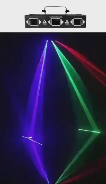 كروني ساحة 3 حفرة أحمر أخضر أزرق ضوء الليزر الملونة مروحة شعاع نمط أضواء LED RGB ديسكو ليزر المرحلة الإضاءة للحزب -2