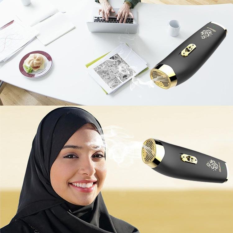 B11 upright hand-held Bukhoor Aromatherapy Portable Arabic Electric Bakhoor Incense Burner | White+Golden - Edragonmall.com