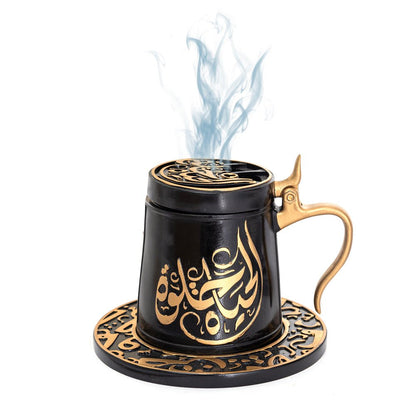 Bakhoor Big teacup Bukhoor Dukhoon Portable Incense Burner-Black - Edragonmall.com