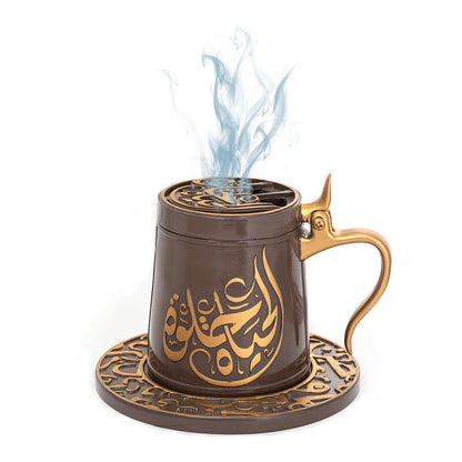 Bakhoor Big teacup Bukhoor Dukhoon Portable Incense Burner-Brown - Edragonmall.com
