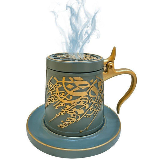 Bakhoor Big teacup Bukhoor Dukhoon Portable Incense Burner-green - Edragonmall.com