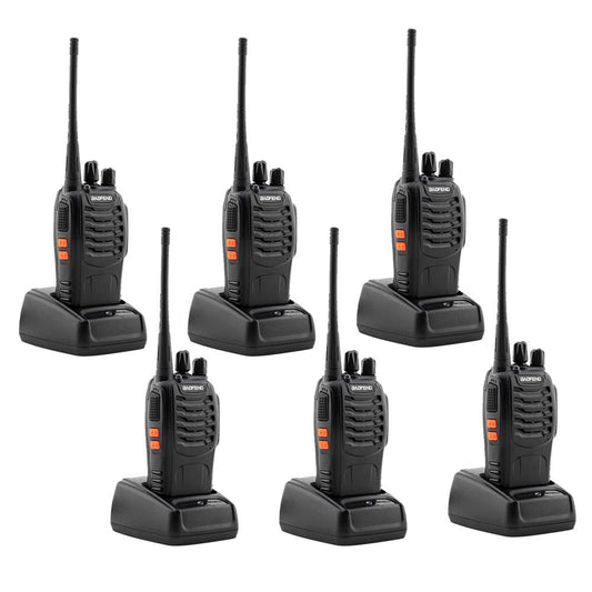 Baofeng 5W 6 Pcs Walkie Talkies BF-888S Handheld Two Way Radios Battery with Charger 2-4 KM
