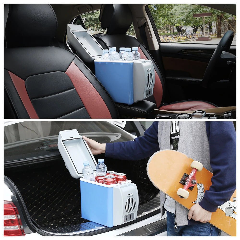 صندوق ثلج للسيارة سعة 7.5 لتر مزدوج الوظيفة، ثلاجة صغيرة للسيارة، مبرد ودافئ للأطعمة والمشروبات