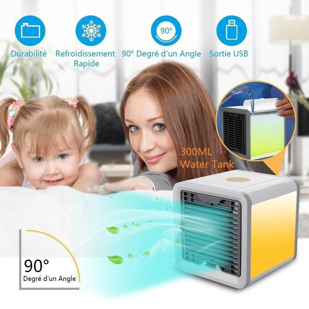COMLIFE 3 in 1 Personal Space Air Cooler, Humidifier and Purifier, Desktop Air Conditioner Fan with 3 Speeds and 7 Colors LED Night Light