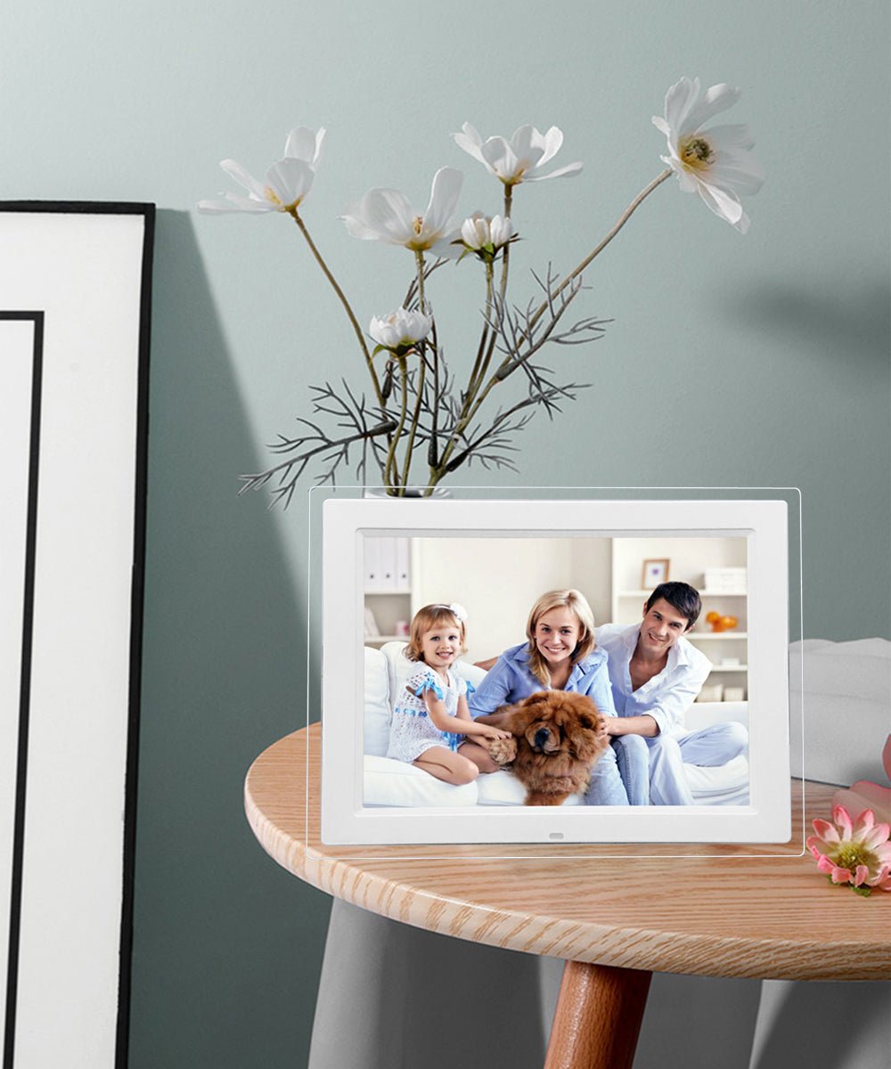 Crony 12inch Photo Frame with High Resolution and Widescreen LCD, Music and HD Video | white - Edragonmall.com