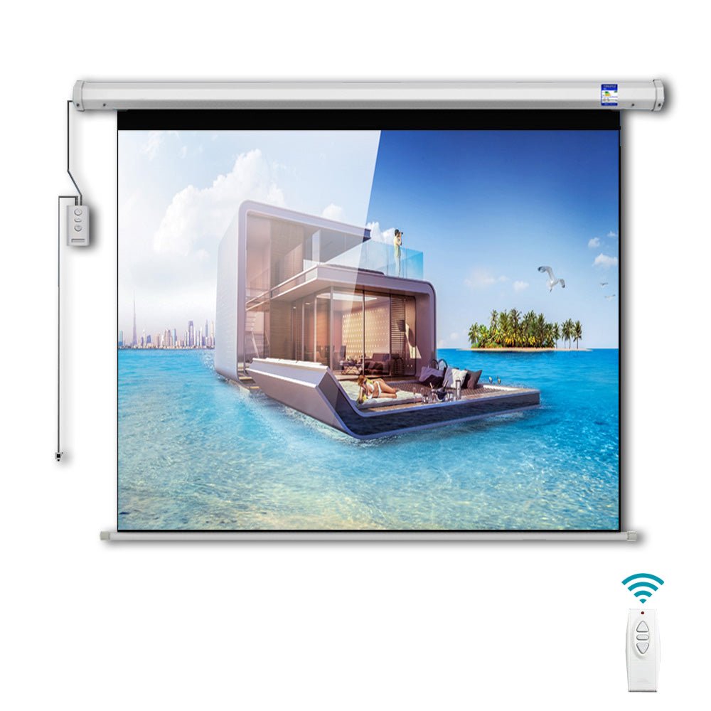 CRONY 150 Inch 4:3 Projection Screen Home Automatic Lifting HD Projection Screen Wall Hanging Screen Electric Remote Control Projection Screen - Edragonmall.com