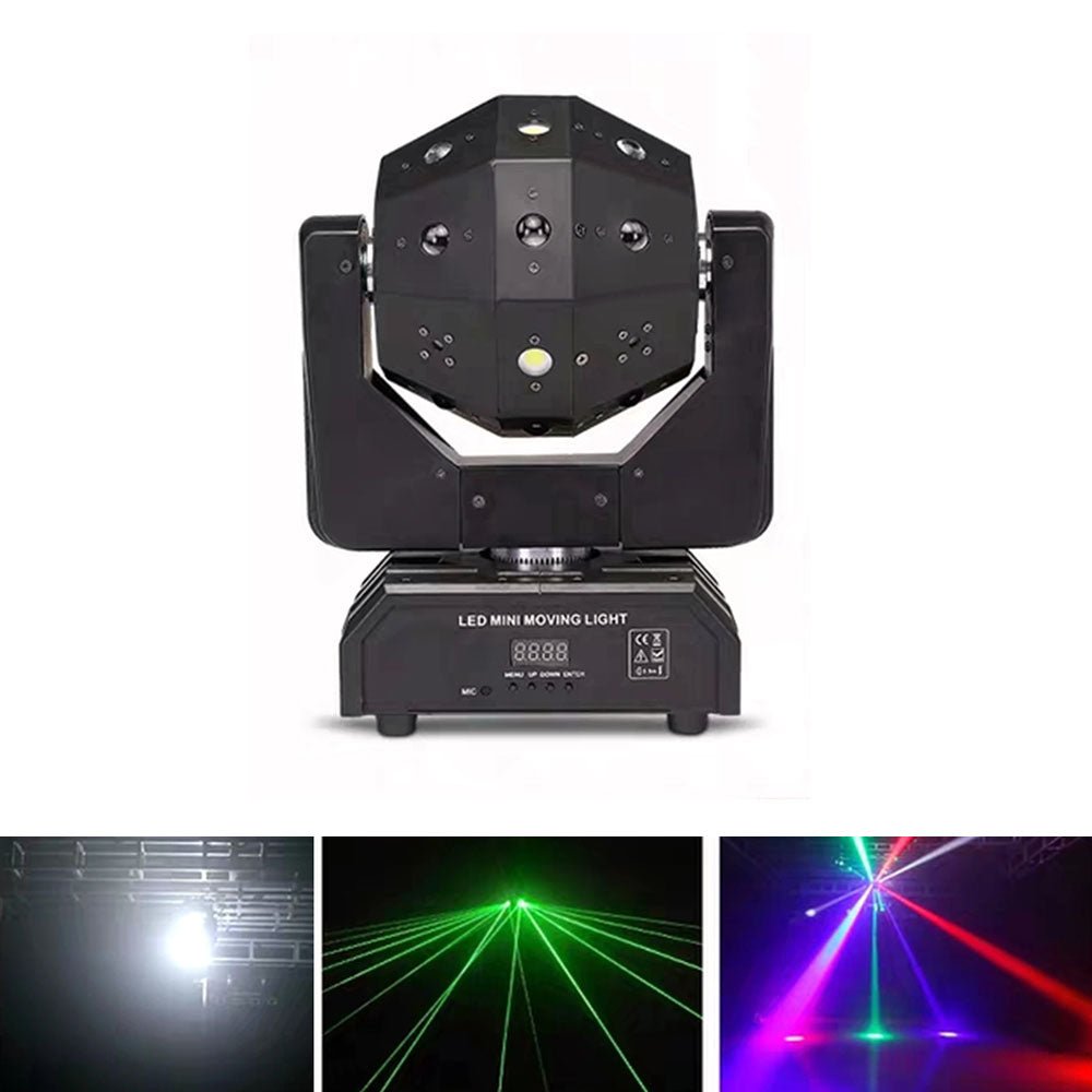 CRONY 16PCS*3W LED Moving Head Light with laser and Flash lamp Professional DJ Rotating Disco Ball Lights LED Beam Laser Strobe Moving Head - Edragonmall.com