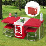 CRONY 28L two-chair plastic incubator with desk and chair Multi-function picnic table with cooling incubator | Red - Edragonmall.com