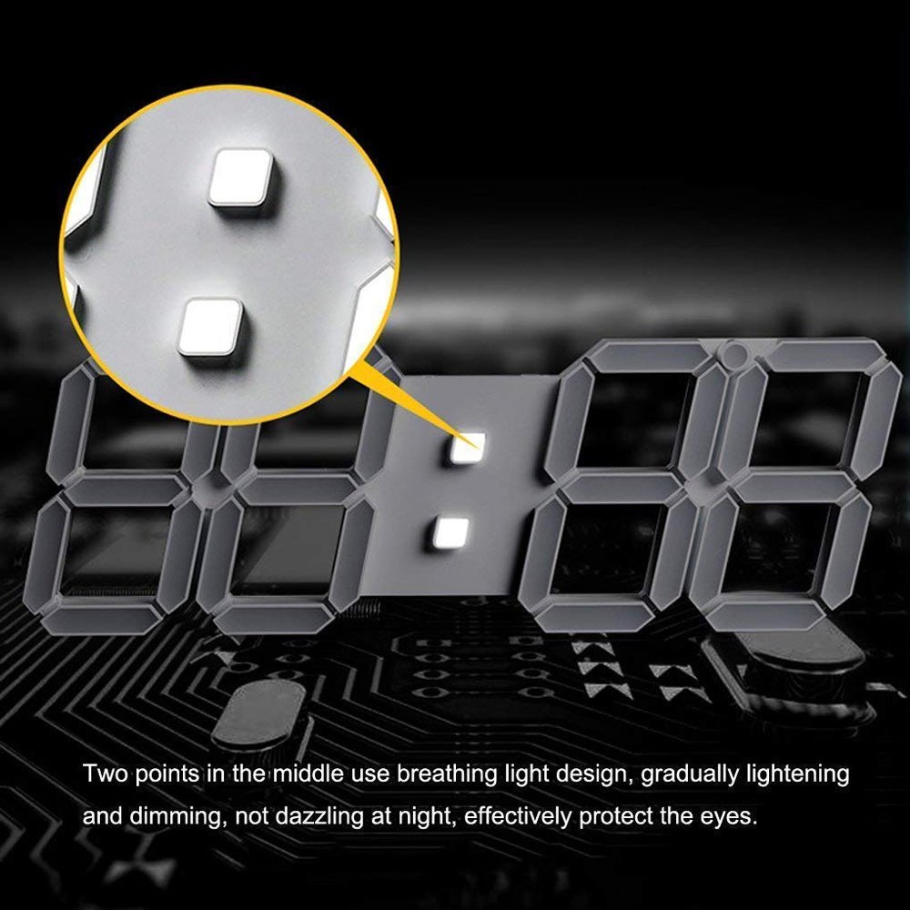 CRONY 3D-6608 Clock Intelligent Three-Dimensional Remote Control Light Multi-Function Wall Clock - Edragonmall.com
