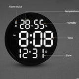 CRONY 6620 Wall clock 12 Inch LED Large Number Digital Wall Clock Temperature And Humidity Electronic Clock Modern Design Decoration Home Office clock 6620 - Edragonmall.com