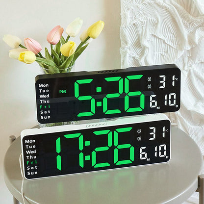 CRONY 6629 Electronic Clock LED Alarm clock Remote Control Digital Electronic Wall Clock Display Temperature week and calendar - Edragonmall.com