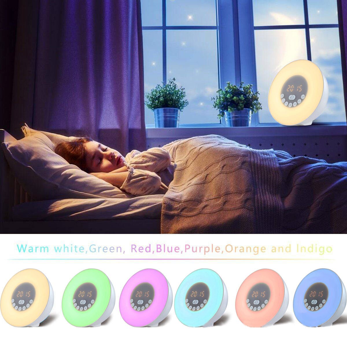 CRONY 6638G Digital Alarm Nightlight Clock LED 6 Color BT Music Clock - Edragonmall.com