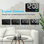 CRONY  717 White words wall clock Digital Clock Large Display,11.4" Digital Calendar Alarm Day Clock with Wireless Remote Control