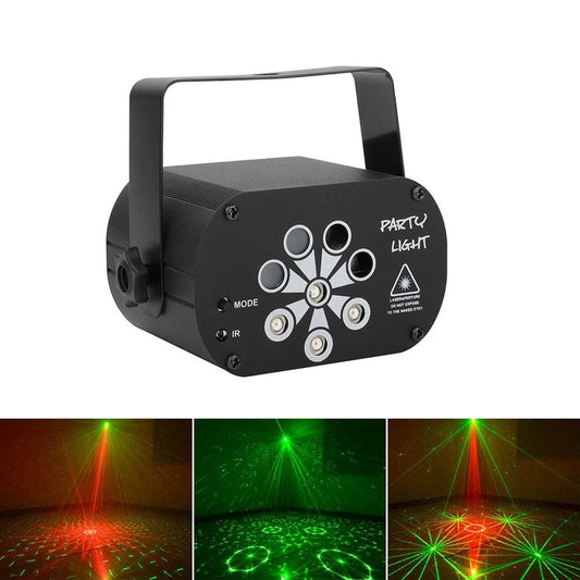 كروني 8 فتحات ليزر أحمر/أخضر مع ضوء RGB + UV LED إضاءة LED للمسرح مع جهاز تحكم عن بعد