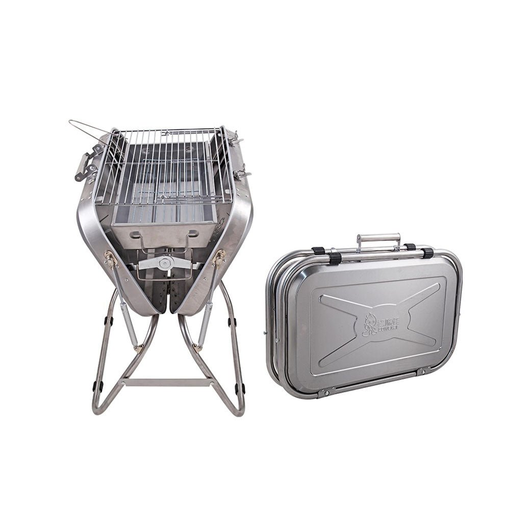 CRONY 8828 Portable grill Folding Stainless Steel Commercial Portable Outdoor Camping Charcoal Bbq Grill - Edragonmall.com