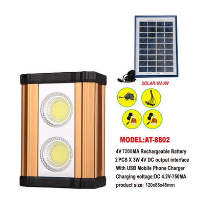 CRONY AT-8802 solar power system High power 10w solar aluminum lamp with USB charging interface automatic COB emergency light - Edragonmall.com
