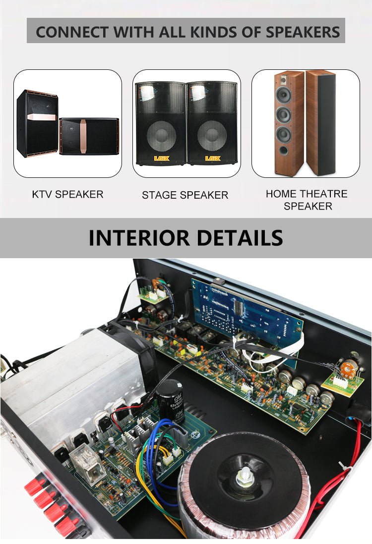 CRONY AV8600 Professional system Amplifier with BT sound system power amplifier home audio amplifier 120w with coaxial and optical input - Edragonmall.com