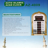 Crony AZ-4009 Auto Islamic Azan Clock Multi LED Muslim Azan Clock, Prayer Wall Islamic Prayer Clocks - Edragonmall.com