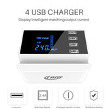 CRONY CDA26 4 Ports USB Charger Adapter Station HUB Led Display Mobile Phone Wall Charger For iPhone Samsung Xiaomi USB Charger Stand Holder - Edragonmall.com