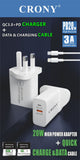 CRONY CR-003 PD20W+QC3.0 Fast Charger+3ACharging&Data Cable - Edragonmall.com