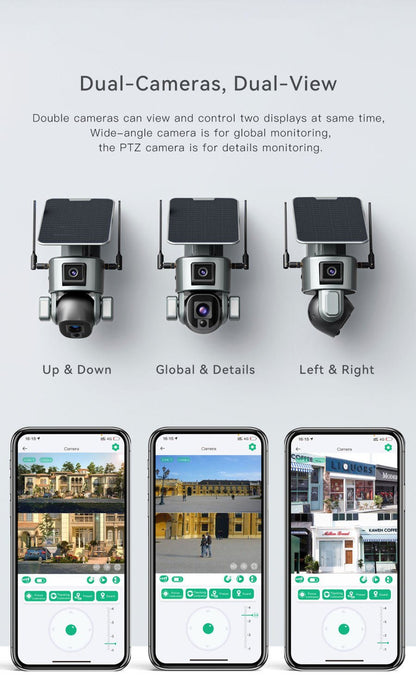 CRONY D5 WiFi-4K-8MP D5 4G-4K-8MP Solar Dual Linkage Battery PT Camera 8MP Wireless CCTV Camera | Fixed-focus - Edragonmall.com