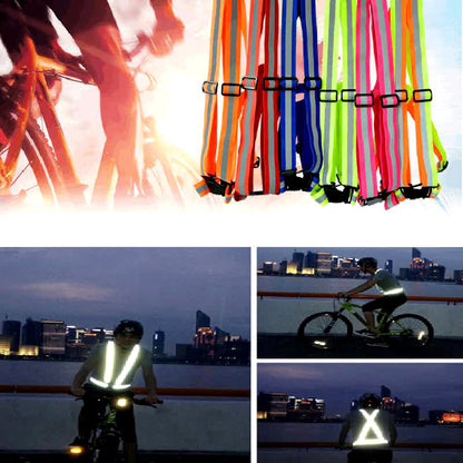 CRONY Electric vehicle safety reflector Reflective Vest High Visibility Cycling Safety Vest Adjustable Elastic Strap Fluorescence Work jacket Scooter - Edragonmall.com