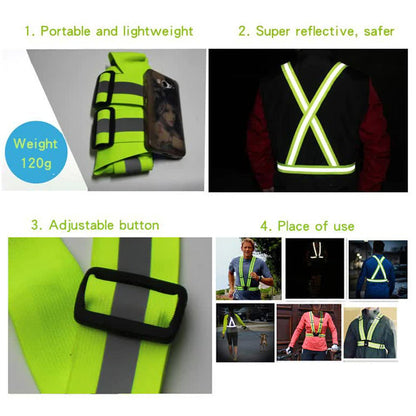CRONY Electric vehicle safety reflector Reflective Vest High Visibility Cycling Safety Vest Adjustable Elastic Strap Fluorescence Work jacket Scooter - Edragonmall.com