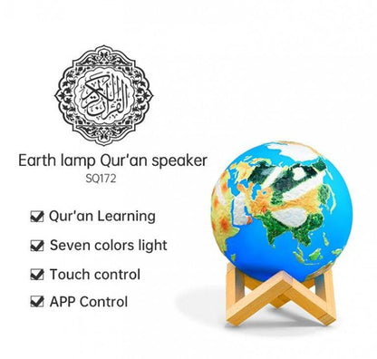 CRONY Equantu Sq-172 The New Fashion Earth Touch Lamp Portable Quran Bluetooth Speaker With App Control Light - Edragonmall.com