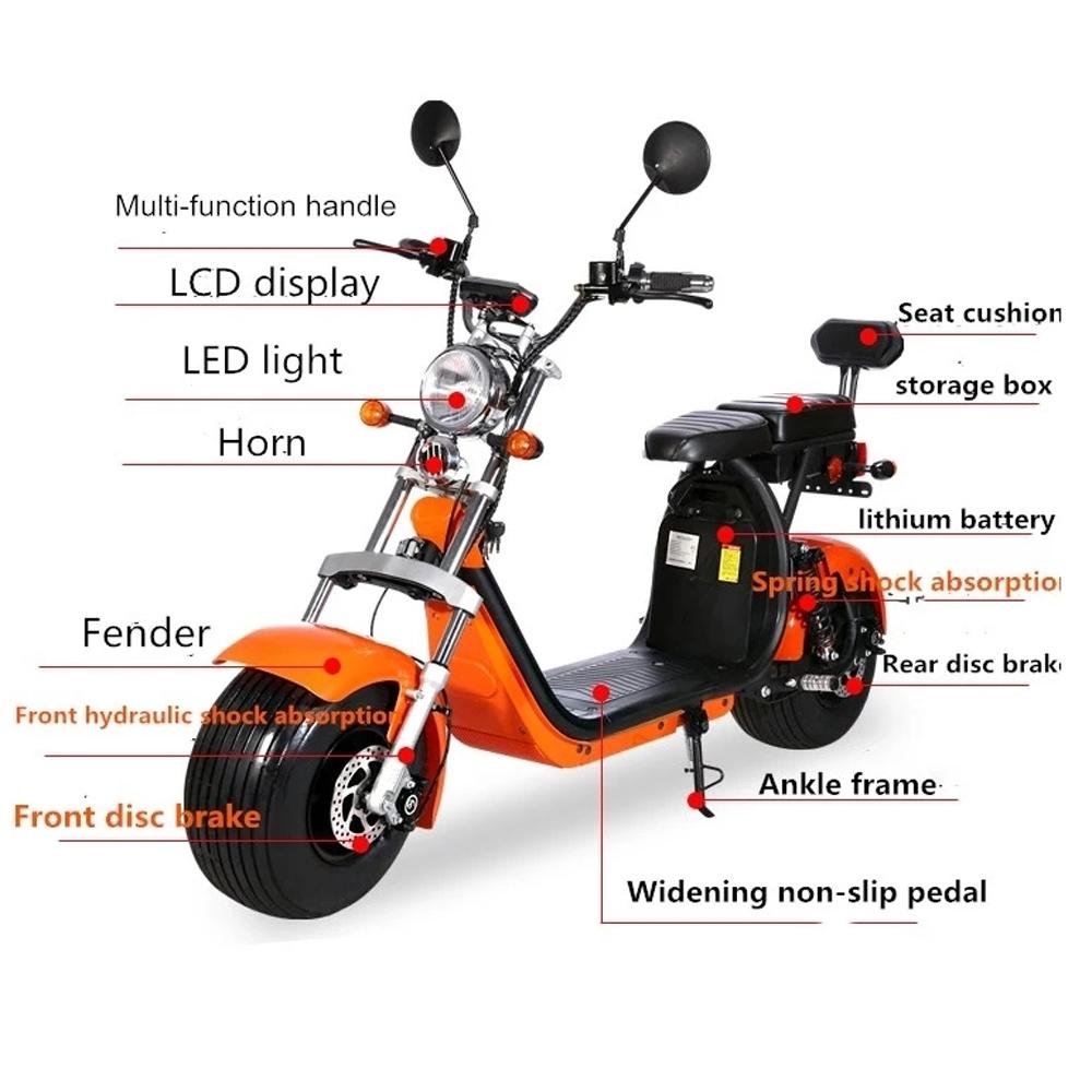 CRONY G-028 1500W Harley Electric motorcycle Double Seat with double battery Fat Tire | Blue - Edragonmall.com