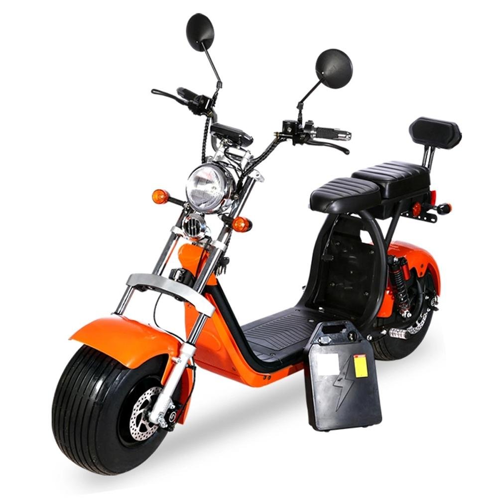 CRONY G-028 1500W Harley Electric motorcycle Double Seat with double battery Rugged | yellow/Orange - Edragonmall.com
